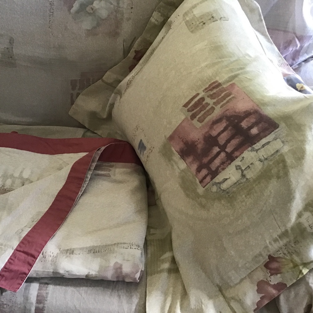 Vintage Spring Flat Sheet and Pillow Sham Excellent